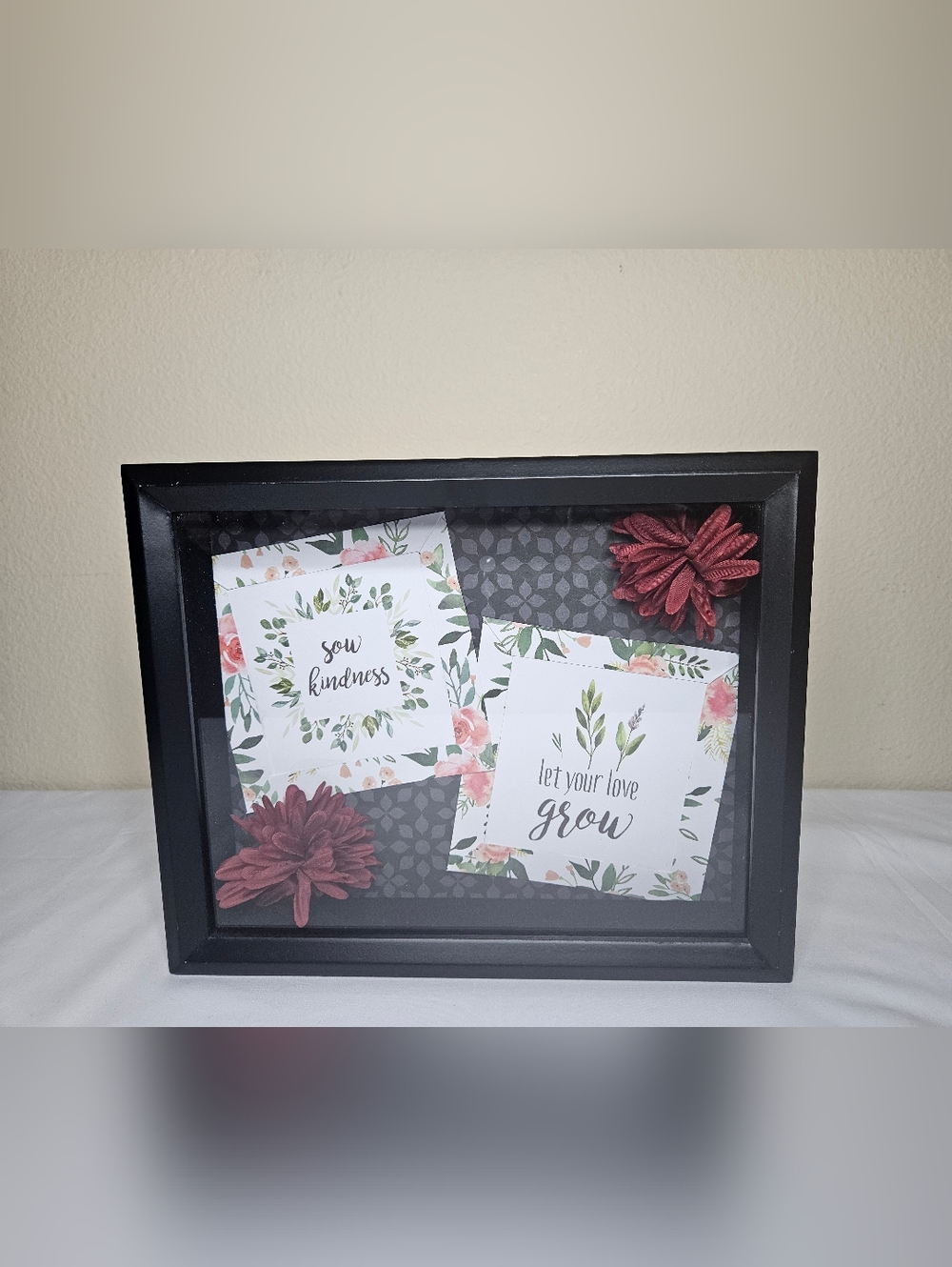 Floral 'Let Your Love Grow' Shadow Box Wall Art - Handcrafted